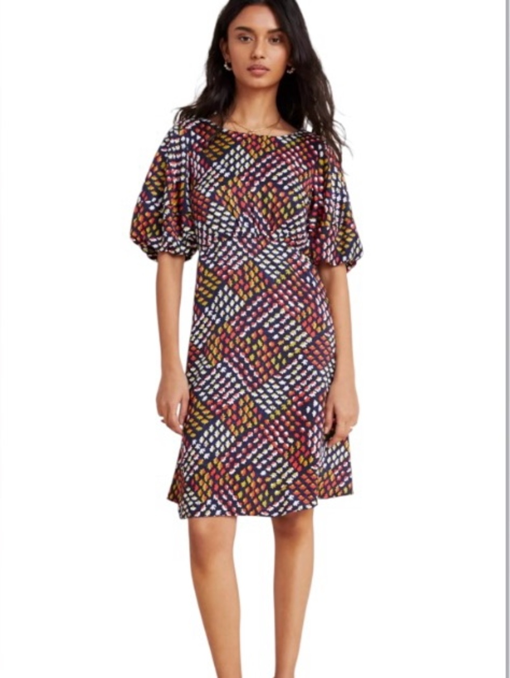 ANTHROPOLOGIE MAUVE Melody Mini Floral Puff Sleeve Pockets Dress Size 6